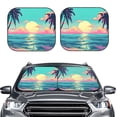thumbnail image 2 of Fotbe Retro Palm Beach Sunset Juego de 2 Piezas de Parasoles para Parabrisas | Bloqueador Solar para Auto | Accesorios Plegables para Protección Solar Interior-Small, 2 of 6