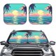 thumbnail image 2 of Balery Retro Palm Beach Sunset Parasol para parabrisas de coche de 2 piezas | Parasol plegable para parabrisas delantero de coche para la mayoría de sedanes-Small, 2 of 6