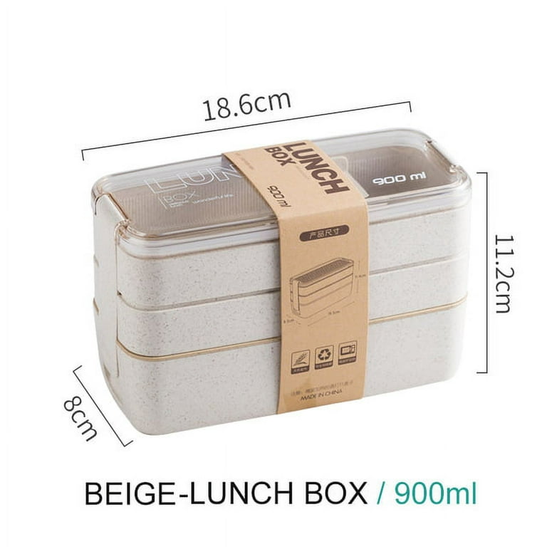 Bento Box, 3-In-1 Meal Prep Container, 900ML Janpanese Lunch Box