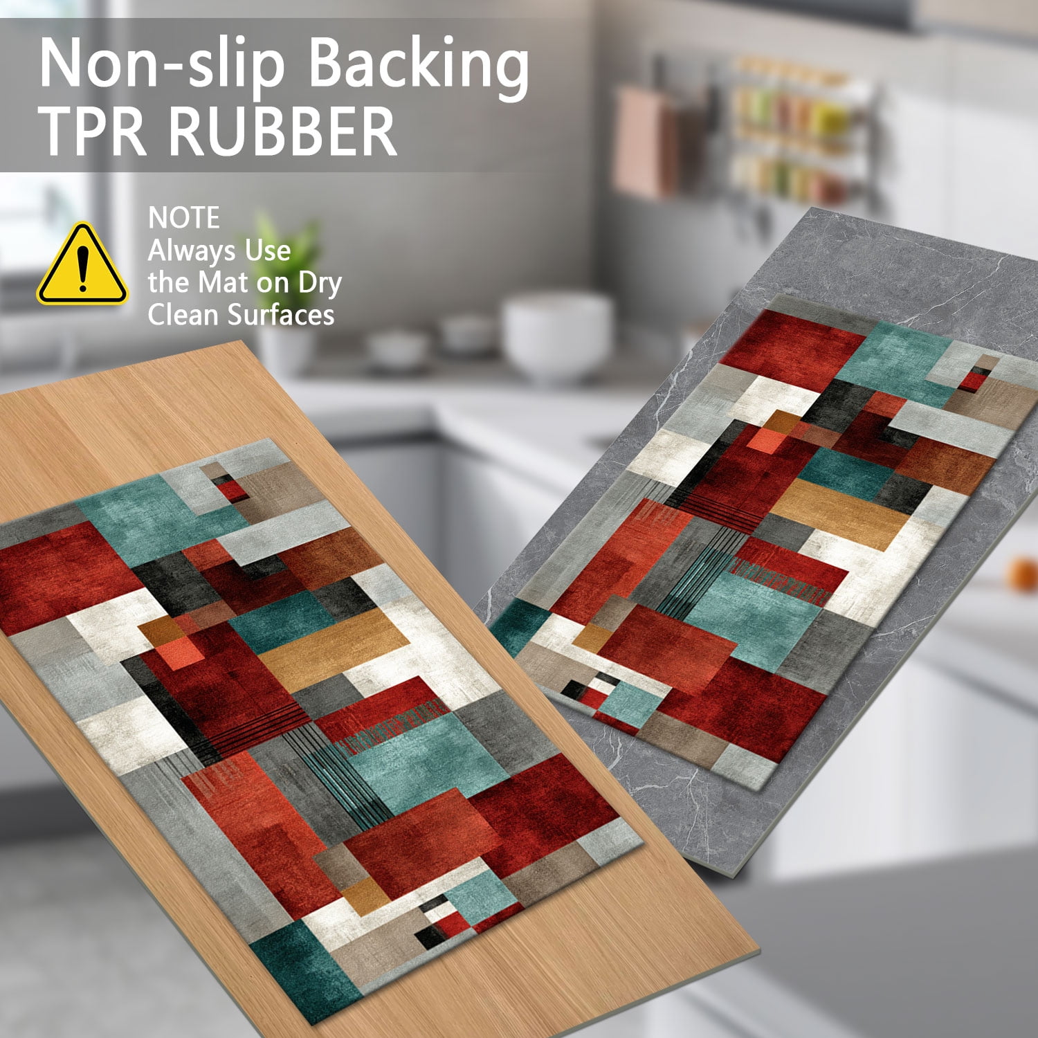 3 Piece Kitchen Rug Set, Abstract Pattern Kitchen Hallway Rug, Soft And Comfortable, Suitable For Sinks, Floors, Entrances, Hallways And Bathrooms