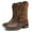 Brown, variant on Cloudstyle Men's Solid Round-Toe Cowboy Boots, Breathable PU Leather High Shaft Work Boots with Anti-Slip Rubber Sole