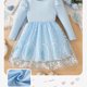 thumbnail image 4 of Vestido de cuello redondo y manga larga para niñas Vestido de cuello redondo y manga larga para niñas Falda de malla elegante Vestido de princesa elegante para niñas pequeñas Vestido de poliéster para, 4 of 7