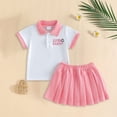 thumbnail image 2 of Gibobby Little & Big Girls Cute Outfit Sets, Crew Neck Graphic Print Summer 2-Pieces Short Sleeve Shirt and Shorts Sets Gray Size 5 T,18-24,Pink, 2 of 7