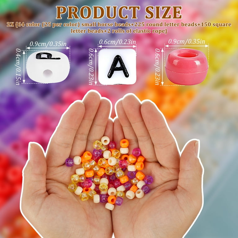 FVKRNYZ 3954Pcs Pony Beads Kit for Bracelet Making 64 Colors 9mm