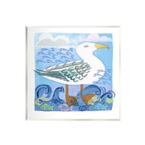 Stupell Industries Whimsical Seagull Bird Layered Ocean Waves Painting Graphic Art Unframed Art Print Wall Art, Design by unknown