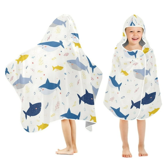 joogoo Sharks Cartoon Kids Hooded Beach Towel Baby Bath Towel 23.5"x50"