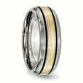 thumbnail image 4 of Titanium Grooved 14k Yellow Inlay 8mm Brushed and Antiqued Band Size 9, 4 of 6