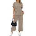 thumbnail image 2 of Fantaslook 2 Piece Sets for Women Casual Summer Travel Vacation Outfits Short Sleeve Tops Wide Leg Pants Lounge Sets, 2 of 10