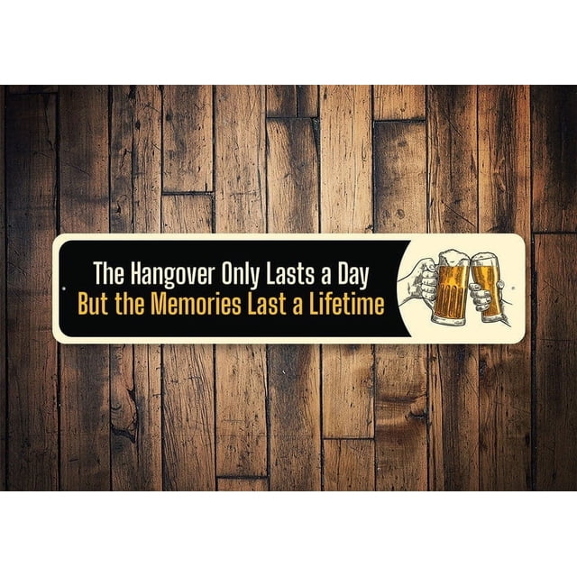 (Metal de aluminio) Cartel de resaca Memories For Life, solo un día, cartel de resaca, divertido cartel de cerveza, cartel de bar, decoración de bar para el hogar, decoraciones de pared de bar