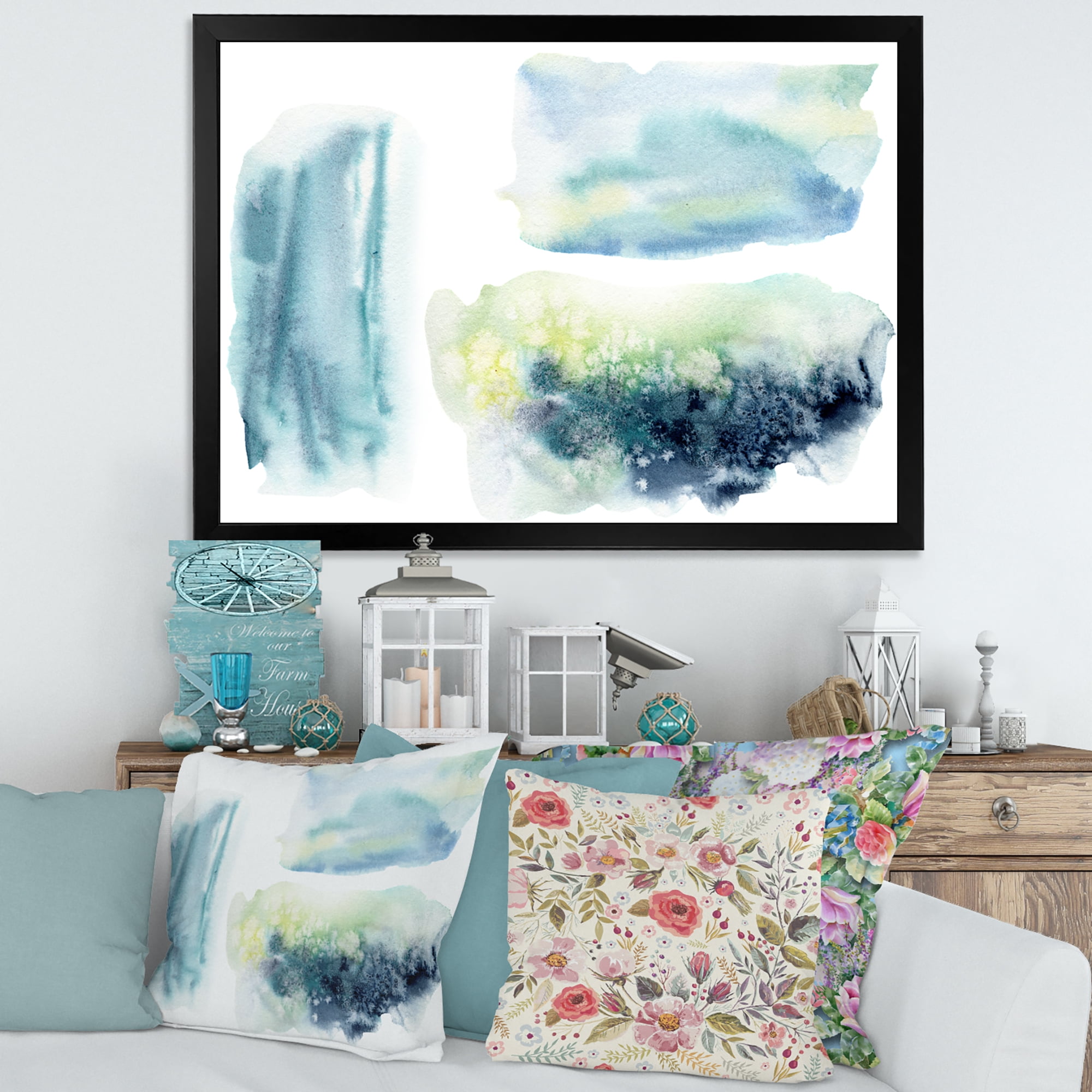 Designart 'Abstract Clouds Underwater' Modern Framed Art Print