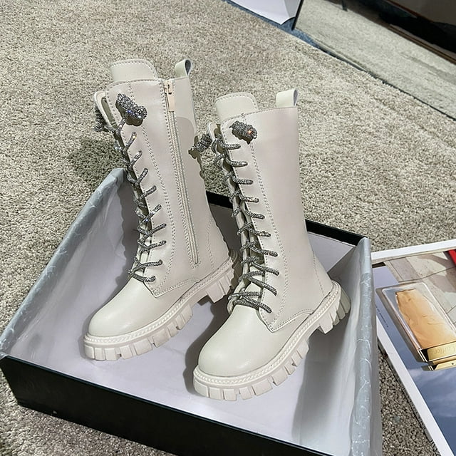 Girl‘s Boots 2024 Spring and Autumn New Arrival Rhinestone Princess Boots Winter Knight High Boots Martin Boots Long Boots