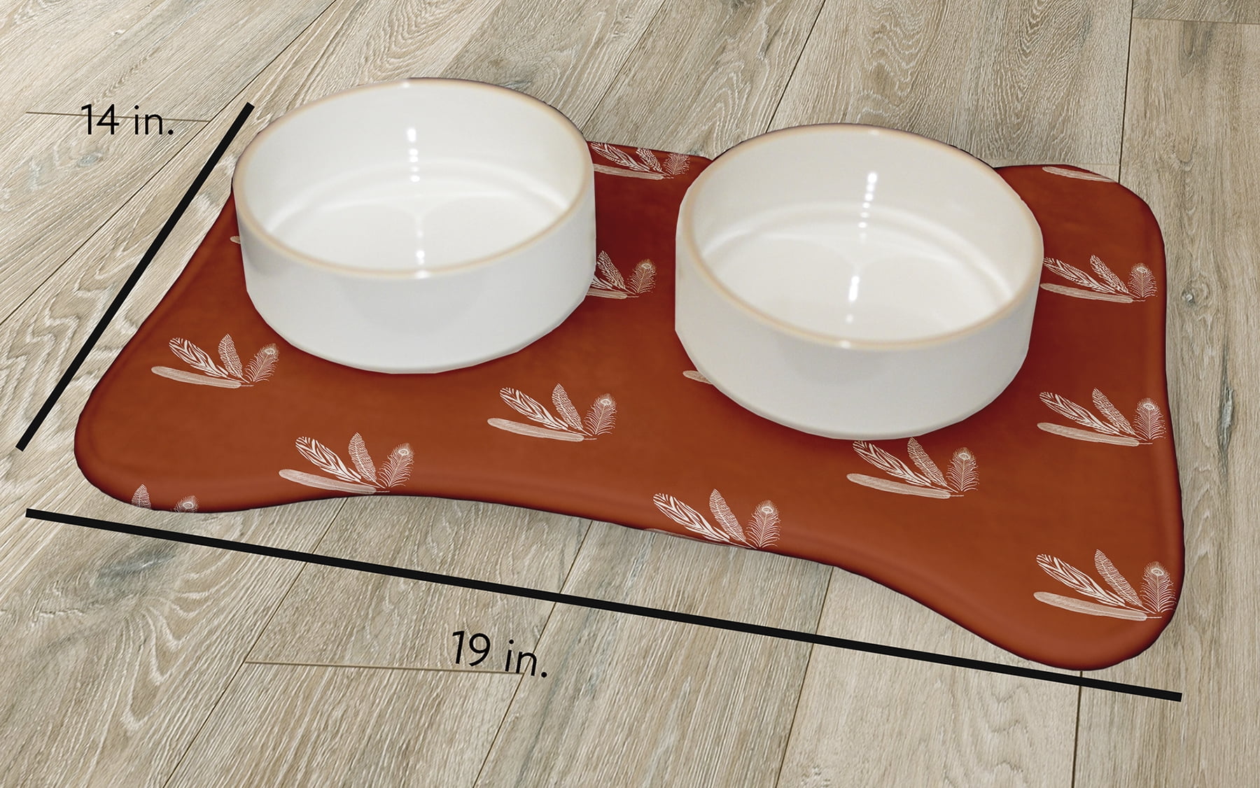 Simply Daisy Feather Pattern Bone Shape Pet Feeding Mat for Dogs