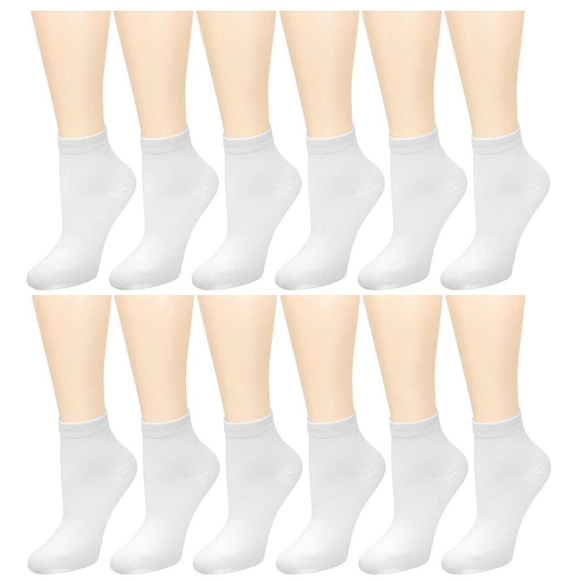 Ladies Athletic crew socks white  size 9-11   12 pair 