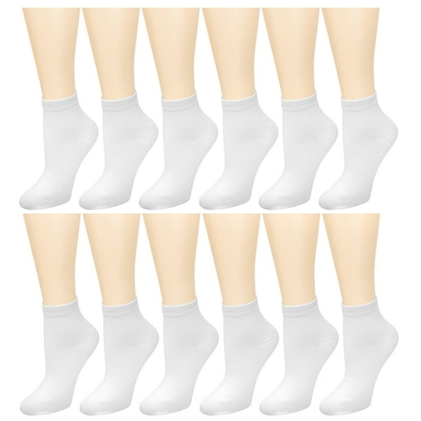 Falari 12 Pairs Women's White Ankle Socks Size 911