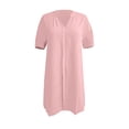 thumbnail image 6 of jtjvou Women's Casual Button Up Collared V Neck Dress Short Sleeve Solid Color Tunic Mini Dresses with Pockets Pink XXL, 6 of 7