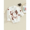 thumbnail image 3 of Suealasg Toddler Baby Girls Sweaters Child Long Sleeve Crew Neck Letter Embroidery Loose Knitted Pullovers 6M 1T 2T 3T Kids Girls Fall Winter Warm Clothes, 3 of 9