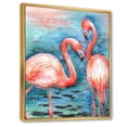 thumbnail image 3 of Designart 'Pink Flamingos Love Birds In Blue Water I' Farmhouse Framed Canvas Wall Art Print, 3 of 5
