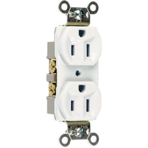 CRB5262WCC12 Heavy Duty Duplex Outlet, 15A, White
