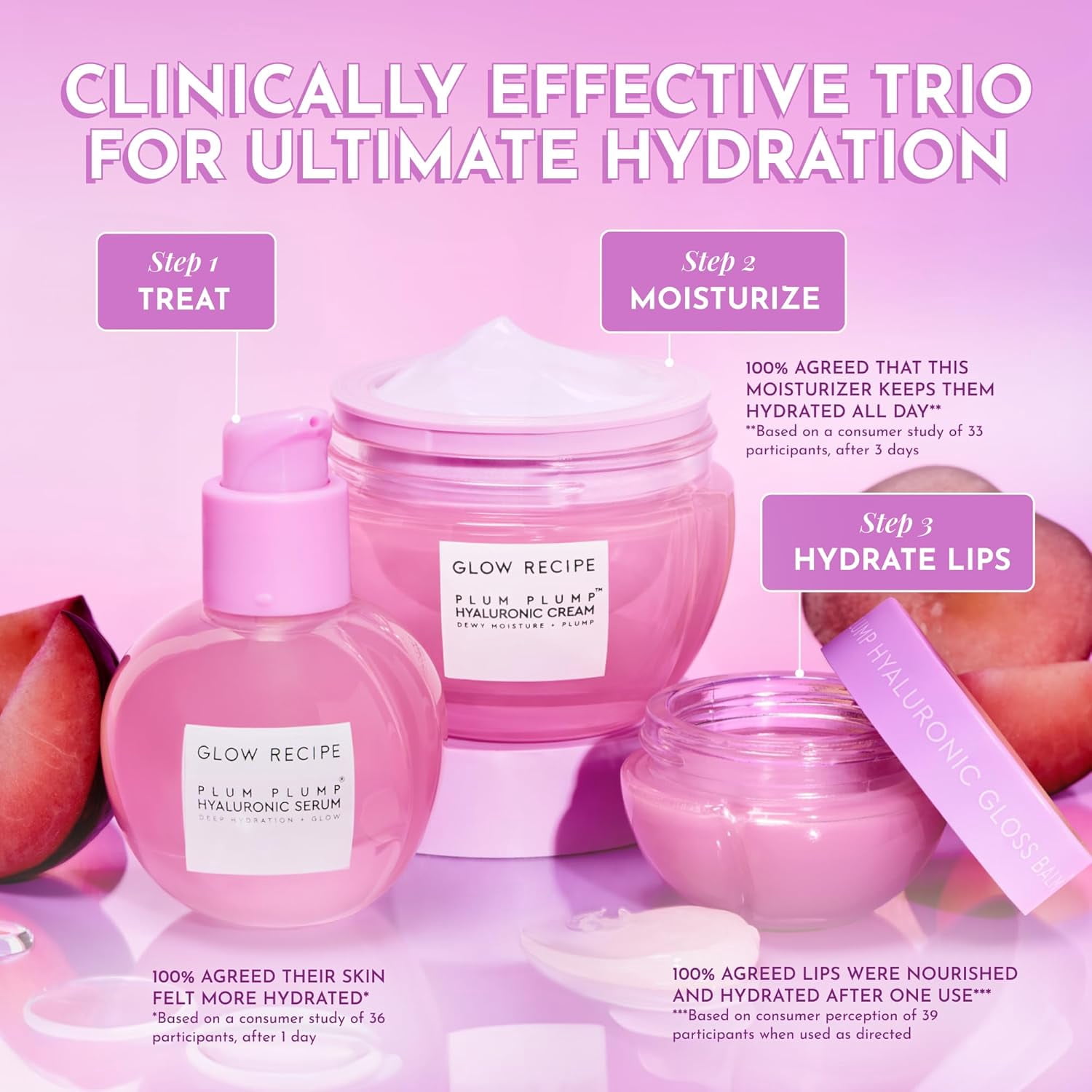 Glow Recipe Plum Plump Hyaluronic Acid Face Cream, Hydrating & Plumping Moisturizer with Peptides, Refillable, 50ml