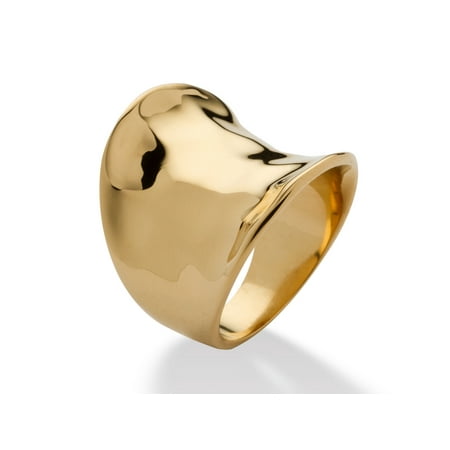 Concave Wide Band Ring - Concave Cigar Band Ring 18k Gold Plated