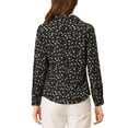thumbnail image 3 of Camiseta de manga larga con pliegues y cuello en V para mujer INSPIRE CHIC, con estampado floral y bolsillo falso, talla XS, color negro y blanco, 3 of 6