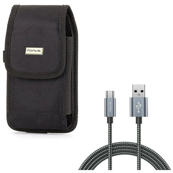 Charger Cord Type-C 10ft USB Cable w Holster Rugged Case Belt Clip D6X for Essential Phone (PH-1)