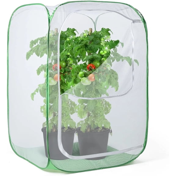 15.7" x 15.7" x 23.6" Outdoor Mesh Plant Enclosure Greenhouses, Pop-Up Cage, Pest Protection