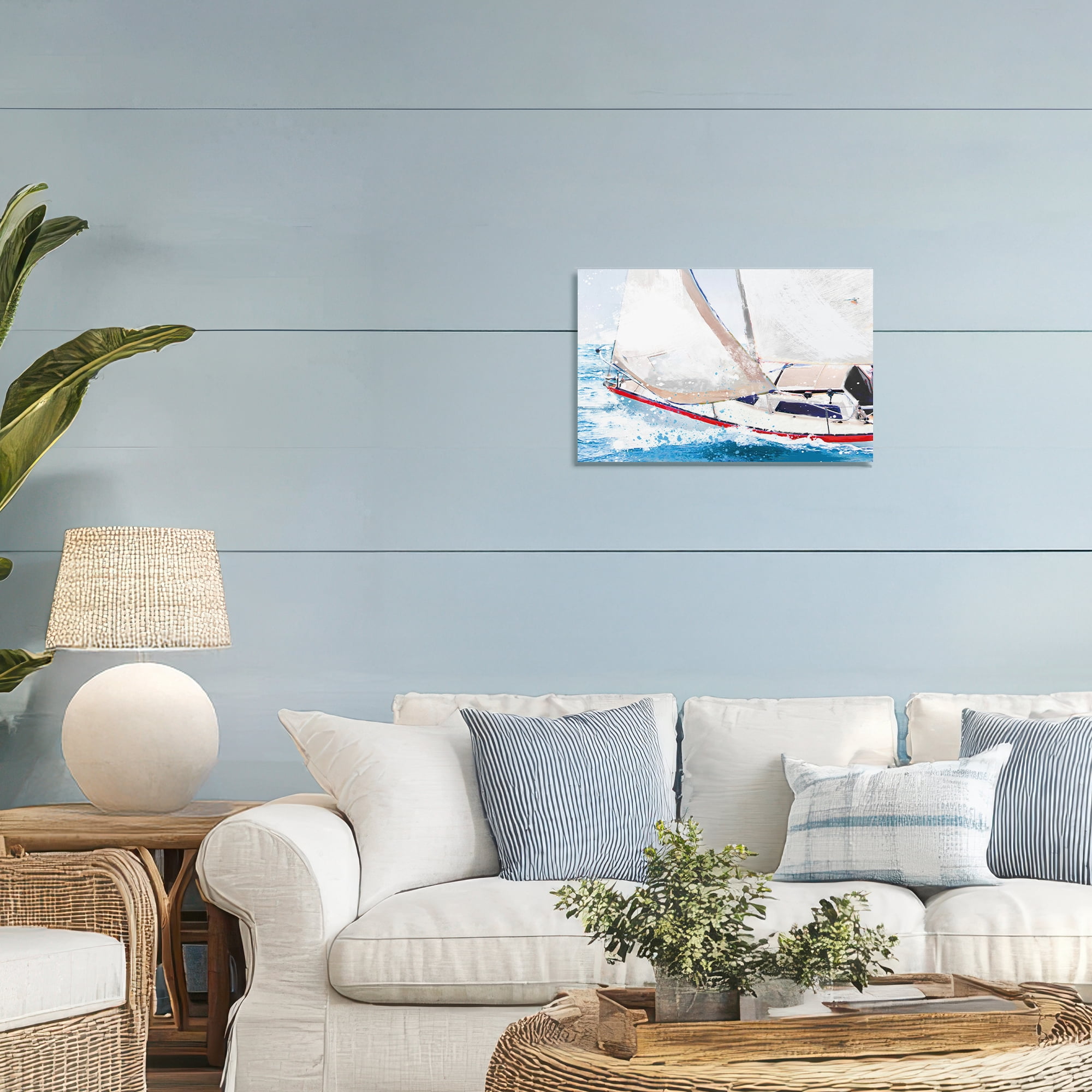 Stupell Industries Sailboat Racing Through Blue Waves Canvas Wall Art, design by Porter Hastings