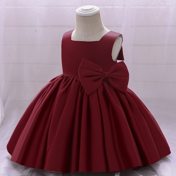 Vestido de princesa para niños Vestido de bebé de un año Vestido de niña con lazo para banquete de cumpleaños Vestido de actuación