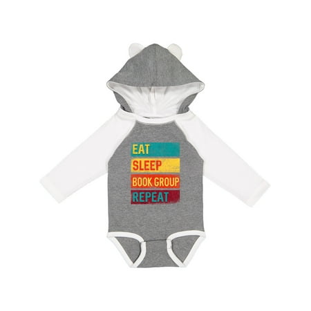 

Inktastic Reading Eat Sleep Book Group Repeat Gift Baby Boy or Baby Girl Long Sleeve Bodysuit