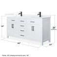 thumbnail image 4 of Beckett 66" White Double Vanity & White Quartz Top (1-Hole) & Black Trim, 4 of 5