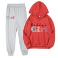 thumbnail image 1 of Odeerbi 2-9 Años Niñas Día Del Padre Conjuntos de Algodón Sudaderas Con Capucha Pantalones de Dos Piezas Conjunto de Manga Larga Con Capucha Sudaderas, 1 of 3