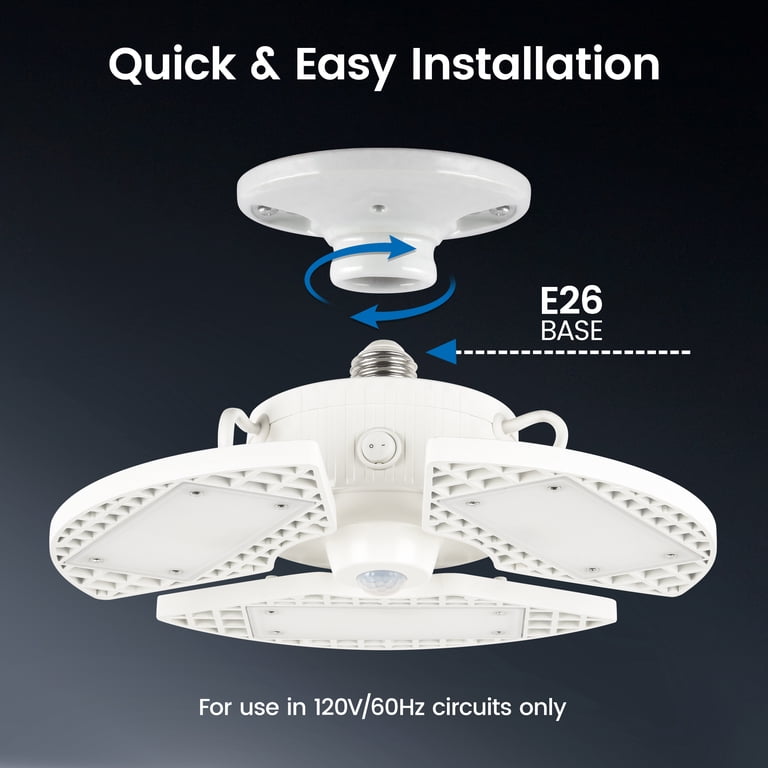 Great Value LED Daylight Garage Light, 80W, 8000 Lumens, Motion