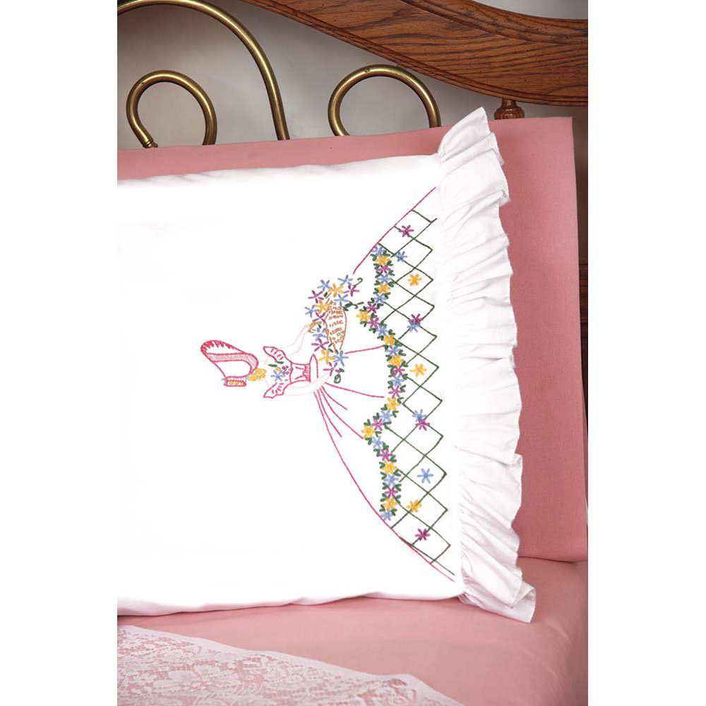 Jack Dempsey Garden Lady Pillowcases Kit 2 Standard Size (20" x 30