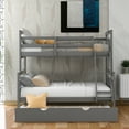 thumbnail image 3 of Tcbosik Twin Over Full Bunk Bed With Ladder, Twin Size Trundle, Safety Guardrail, Gray, 3 of 9