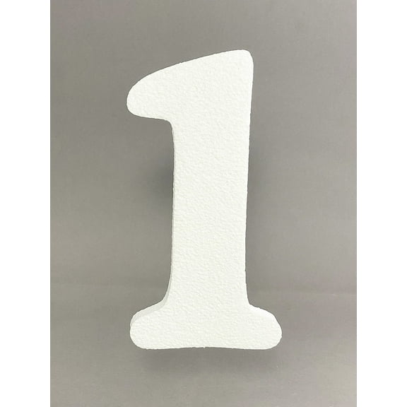 8" Smooth EPS Foam Letters Alphabet Numbers for Crafts Party Signs Walls Party Decor Made in USA (Number"1" - 1PC)