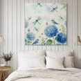 thumbnail image 2 of Wall Art Prints, Blue Flora Framed Canvas Prints for Bedroom Living Room Bathroom Office, Spring Hydrangea Flowers Hydrangea Dragonfly Beige Gallery Wrap Wall Art Poster for Gifts Home Decor 24"x24", 2 of 9