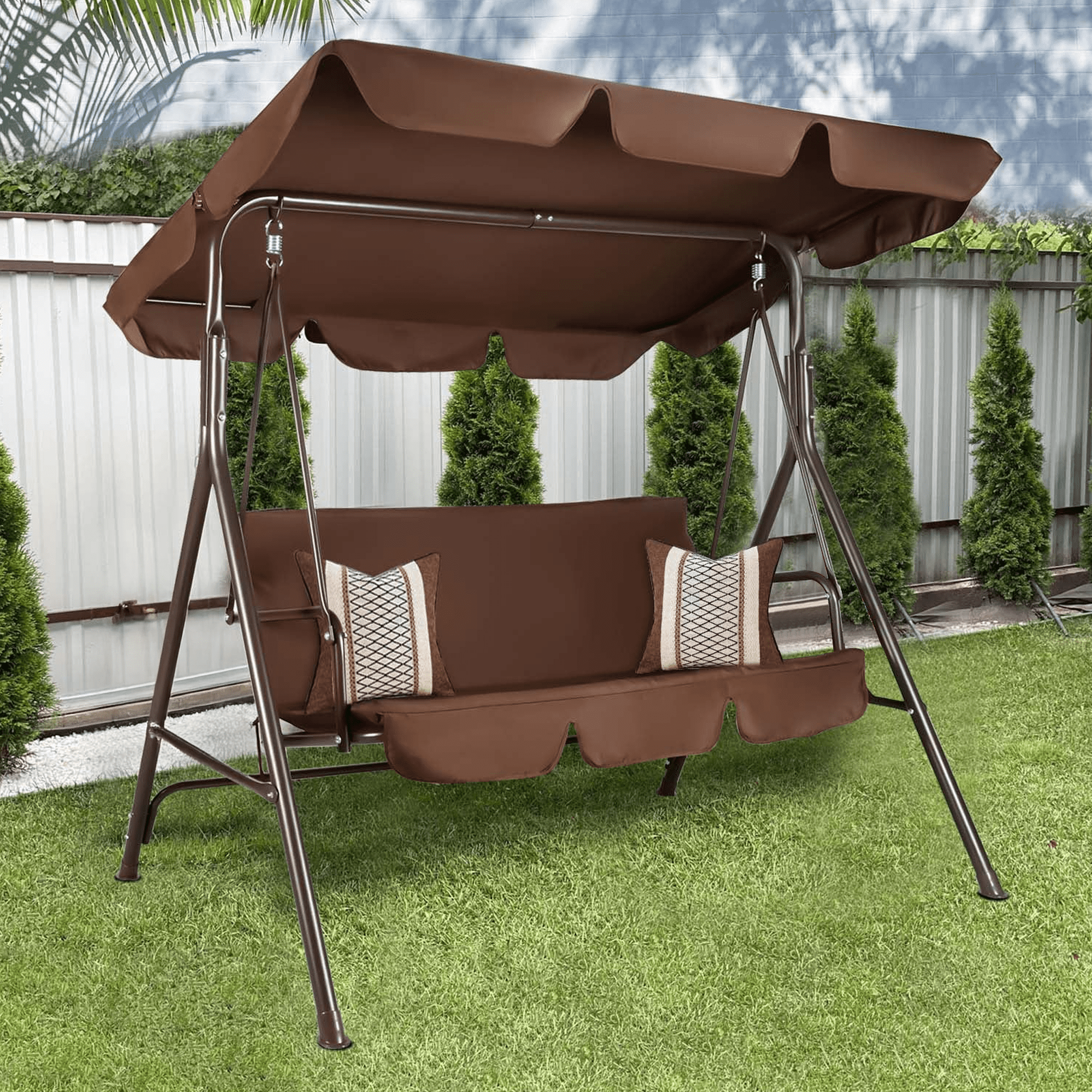 swing 　　no3 GVDV 3-Seat Porch Swing with Adjustable Canopy, Steel Frame