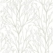 NuWallpaper White Treetops Vinyl Peel And Stick Wallpaper, 216-in by 20.5-in, 30.75 sq. ft.