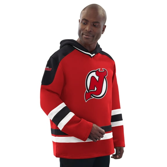 Men's Starter Red/Black New Jersey Devils Hockey Pullover Hoodie