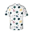 thumbnail image 3 of Balery Turtles And Corals Print Men's Hawaiian Shirts Short Sleeve Beach Shirt Relaxed Fit Vacation Button Down Shirts-X-Large, 3 of 9