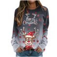 thumbnail image 1 of Camiseta suelta estampada a la moda para mujer, blusa de manga larga, cuello redondo, camisetas casuales, sudadera Pompotops FGAJ11835, 1 of 5