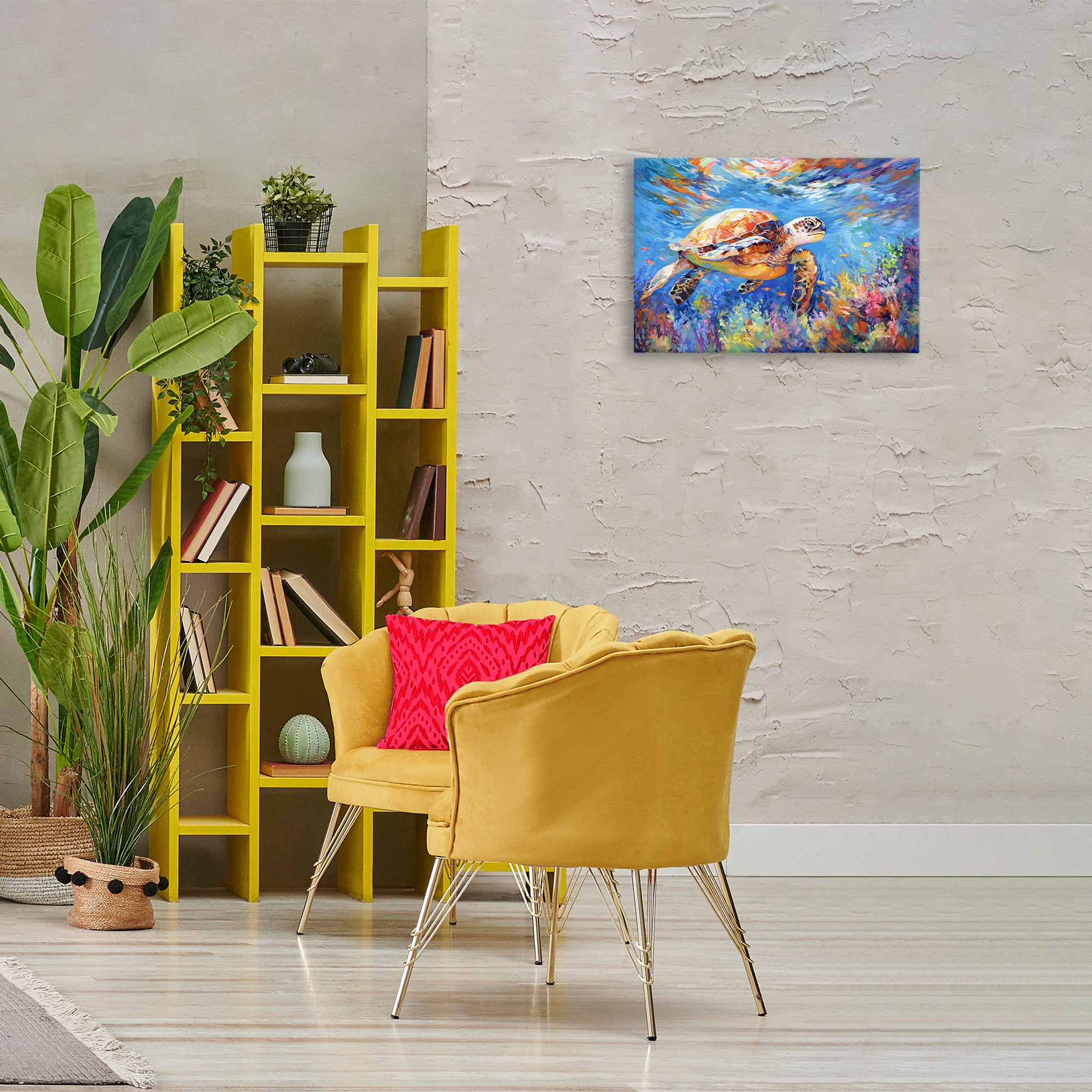 Stupell Industries Sea Turtle's Adventure Animals & Insects Painting Gallery Wrapped Canvas Art Print Wall Art, 24 x 16