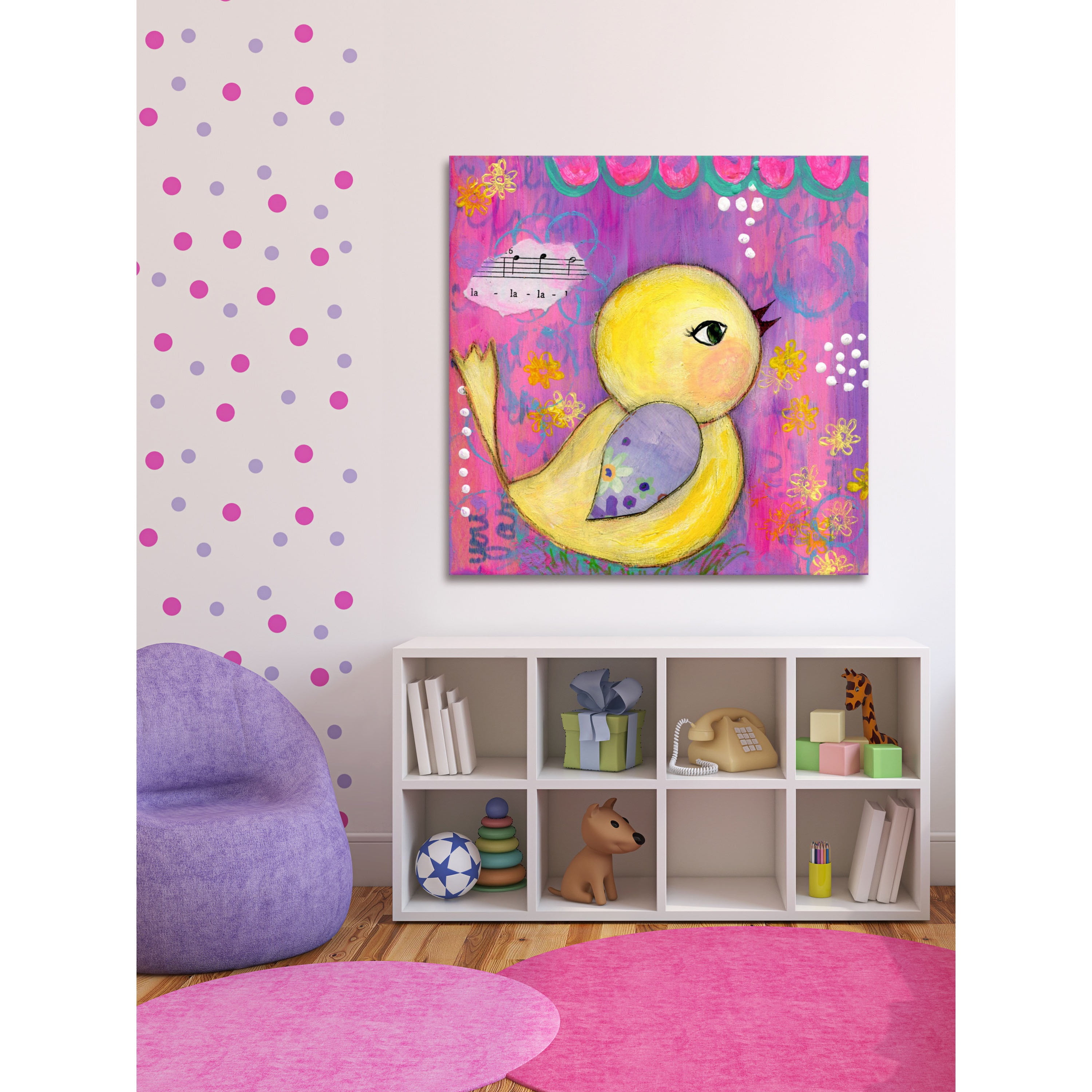 Marmont Hill "La La Birdie" by Jill Lambert Painting Print on Wrapped Canvas