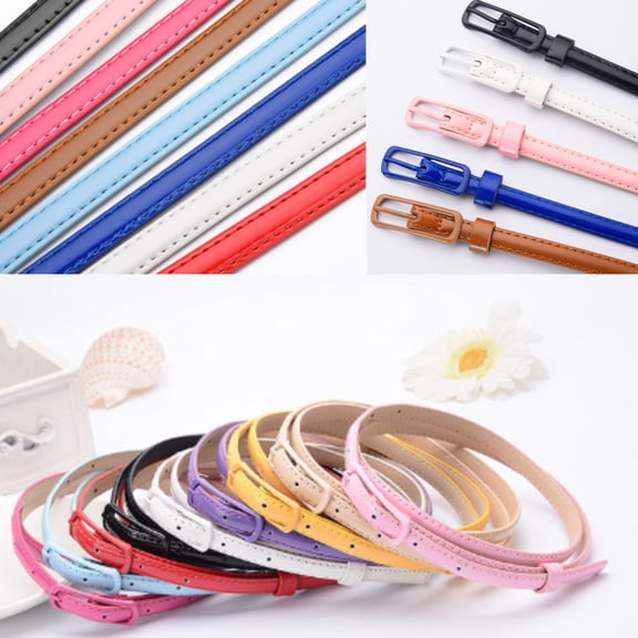 Adjustable Faux Leather Thin Waist Belt for Women, Casual Daily Wear Belt,Pink