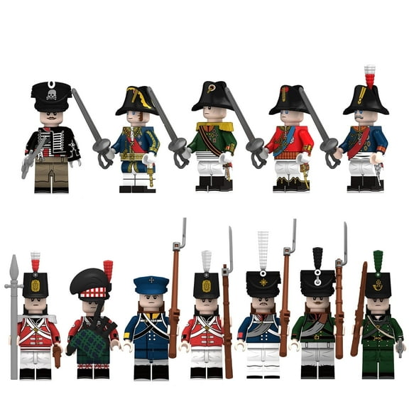 12PCS Napoleon Wars Russian Artillery Foot Guard Uhlan Soldiers Minifigures Collection Building Block Action Figures Toys Set