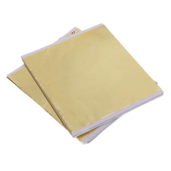 100 Leaf Sheets Imitation Hold Golden Leafing Sheets Foil Paper For Slime Nails Paintings Statues Face Wall Furniture Decorations - 5.5x5.5"