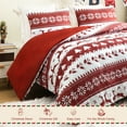 thumbnail image 3 of Exclusivo Mezcla Christmas Twin Size Comforter Set, 2 Pieces Reversible White and Rust Red Striped Bedding Comforters, Printed Reindeer Snowflakes Pattern, 3 of 7