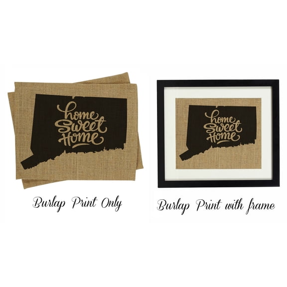 Darling Souvenir Home Sweet Home Burlap Print Wall Decor Connecticut State Map Housewarming Gift Idea-Burlap Print Only(8 x 10 Inches)