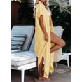 thumbnail image 3 of Asyoly Women's Casual Short Sleeve Shirt Dress Side Split Button Down Long Cardigans Swimsuit Cover Ups, 3 of 5
